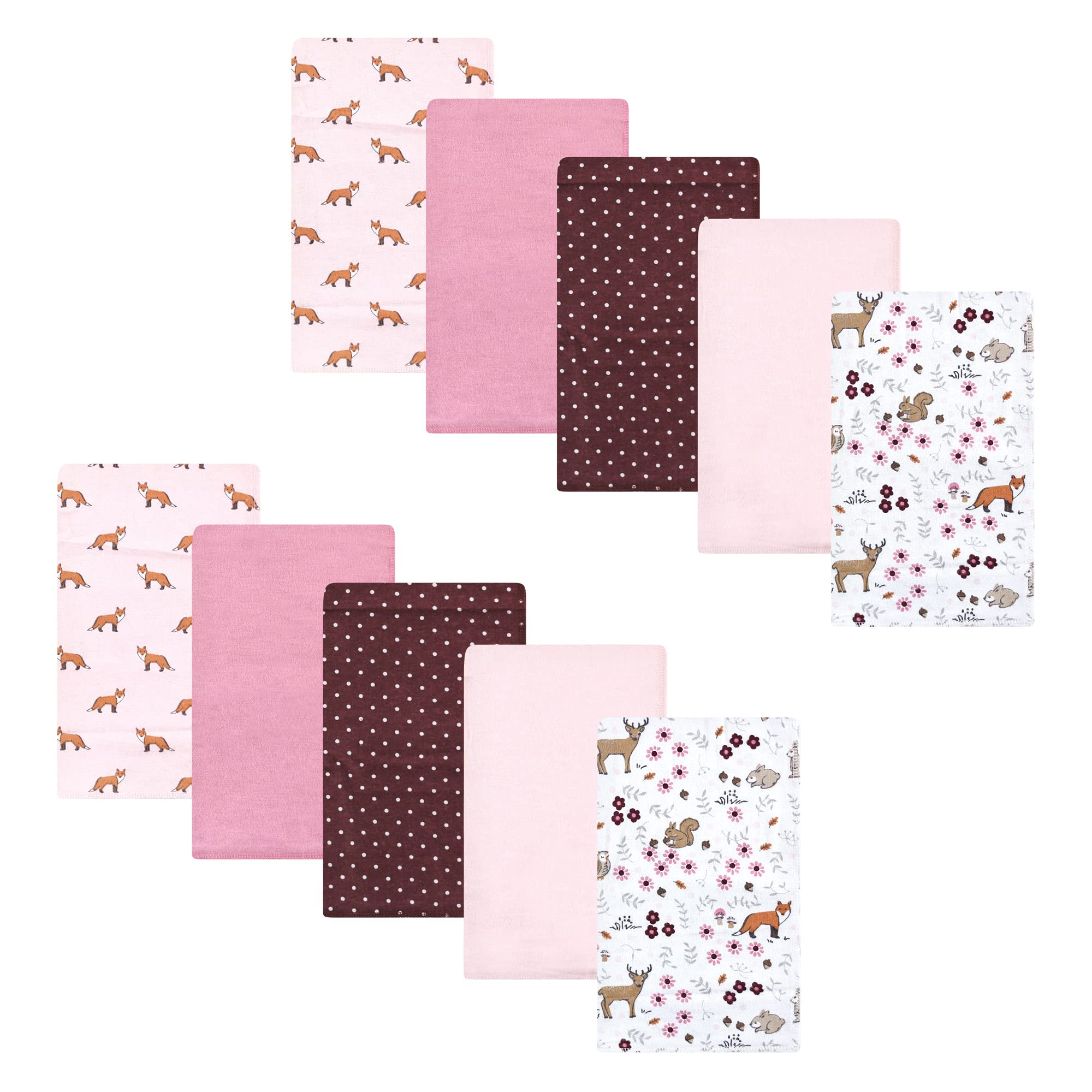 Hudson Baby Unisex Baby Cotton Flannel Burp Cloths, Woodland Floral, One Size