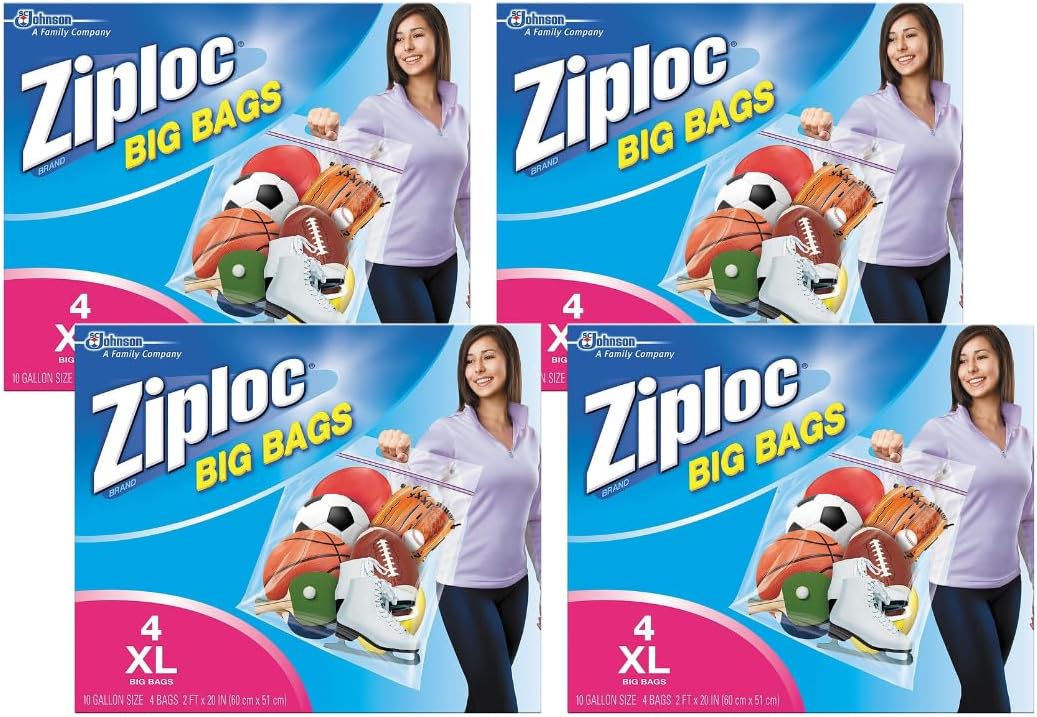 Ziploc Big Bag Double Zipper, XLarge (4 Count (Pack of 4