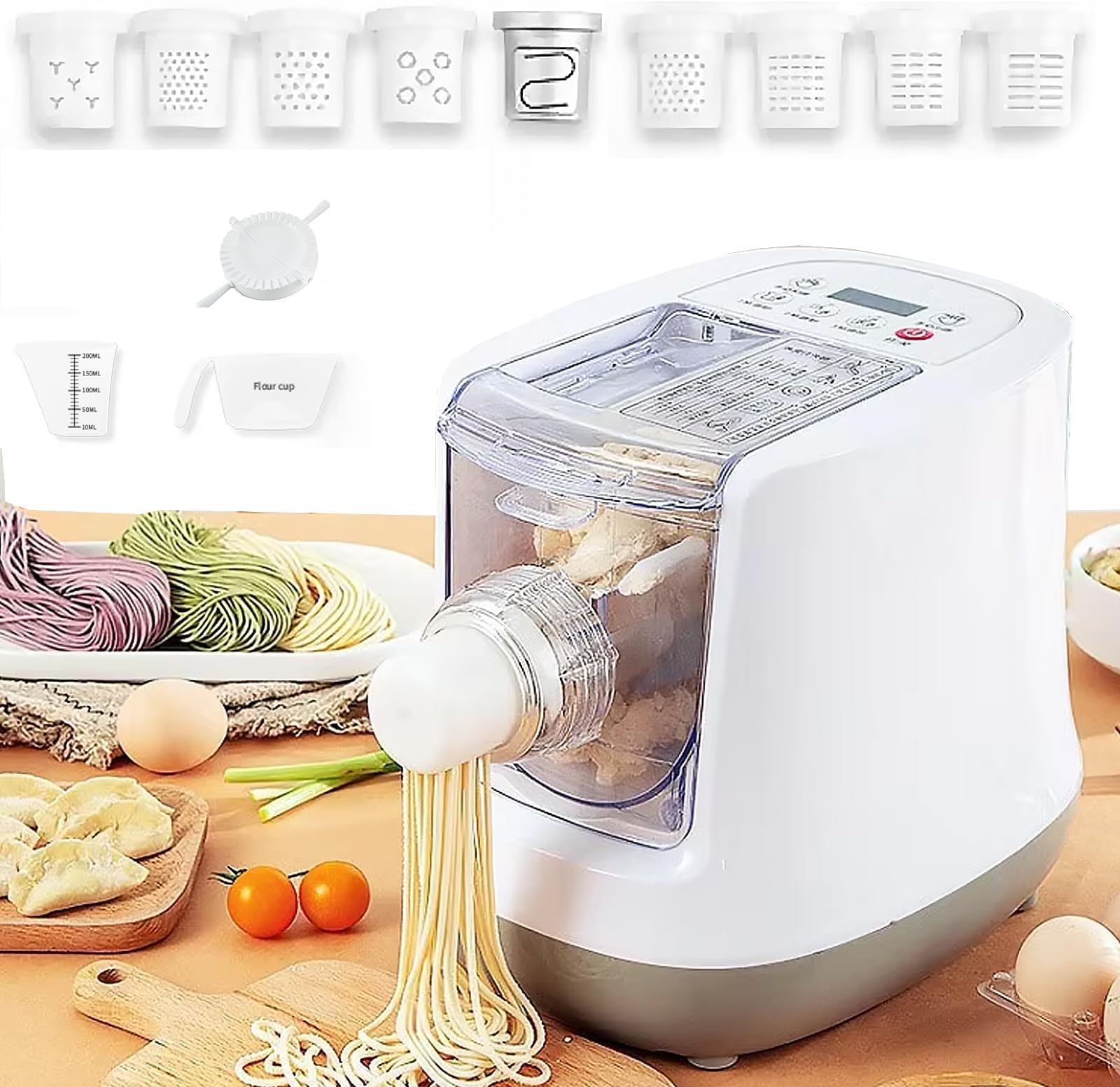 Electric Pasta Maker Machine,260W Automatic Stainless Smart Pasta Maker Digital Control with 13 Shape Discs,650g Capacity,Homemade Noodle Maker, Spaghetti, Fettucine Penne,for Home Kitchen Use