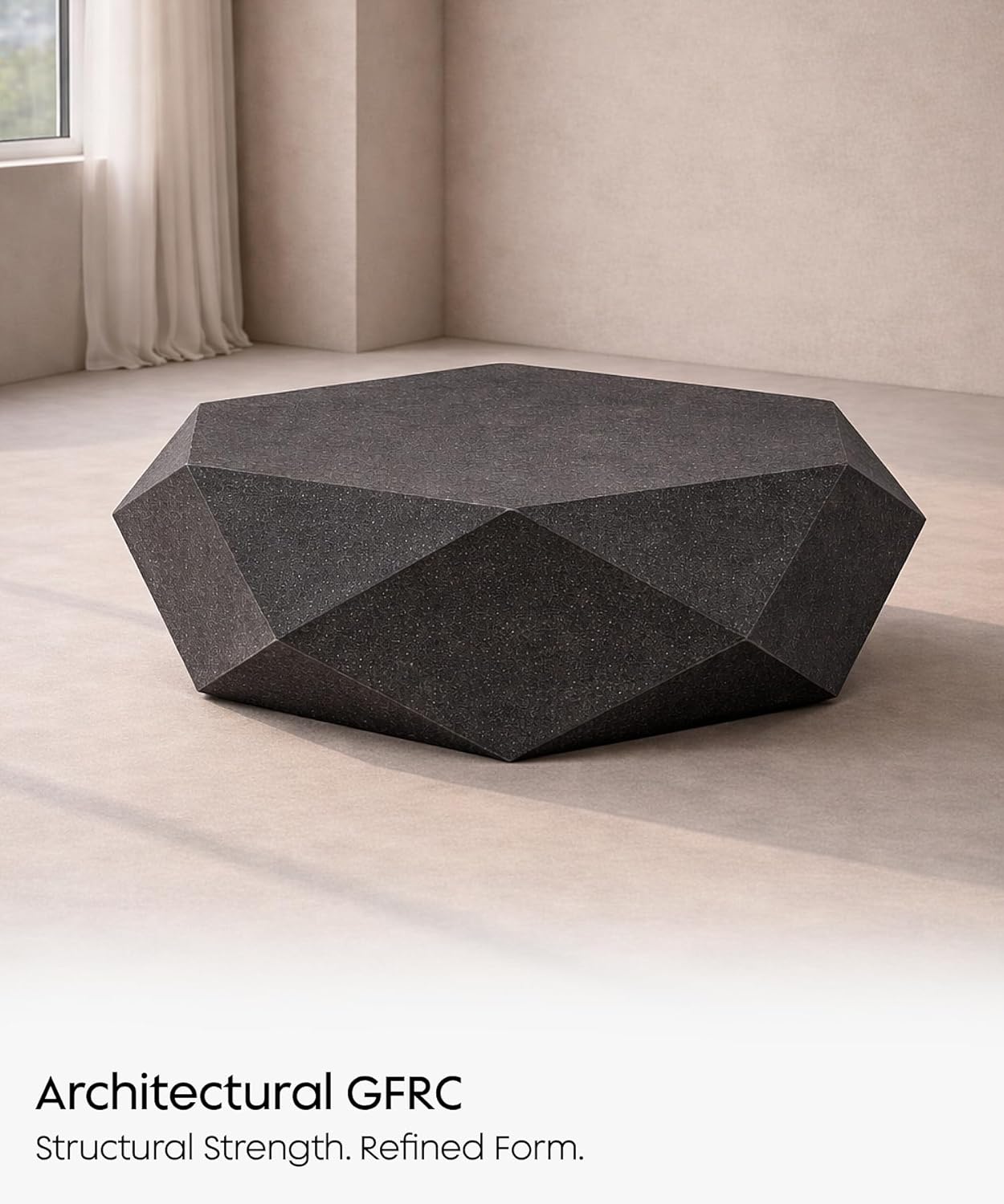 no.103 GFRC Concrete Coffee Table 35.4” - Handcrafted Round Modern Architectural Table, Weather Resistant, Indoor & Outdoor, 125 lbs Solid Cement Construction for Patio or Living Room