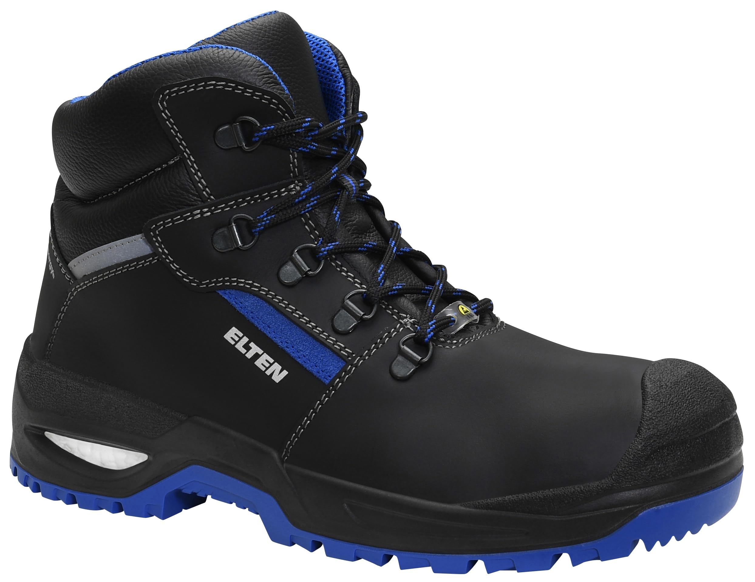 ELTEN LEONARDO XXSG black-blue Mid ESD S3 | Sicherheitsschuhe für Damen & Herren, Stahlkappe, leicht, atmungsaktiv, Gr. 45