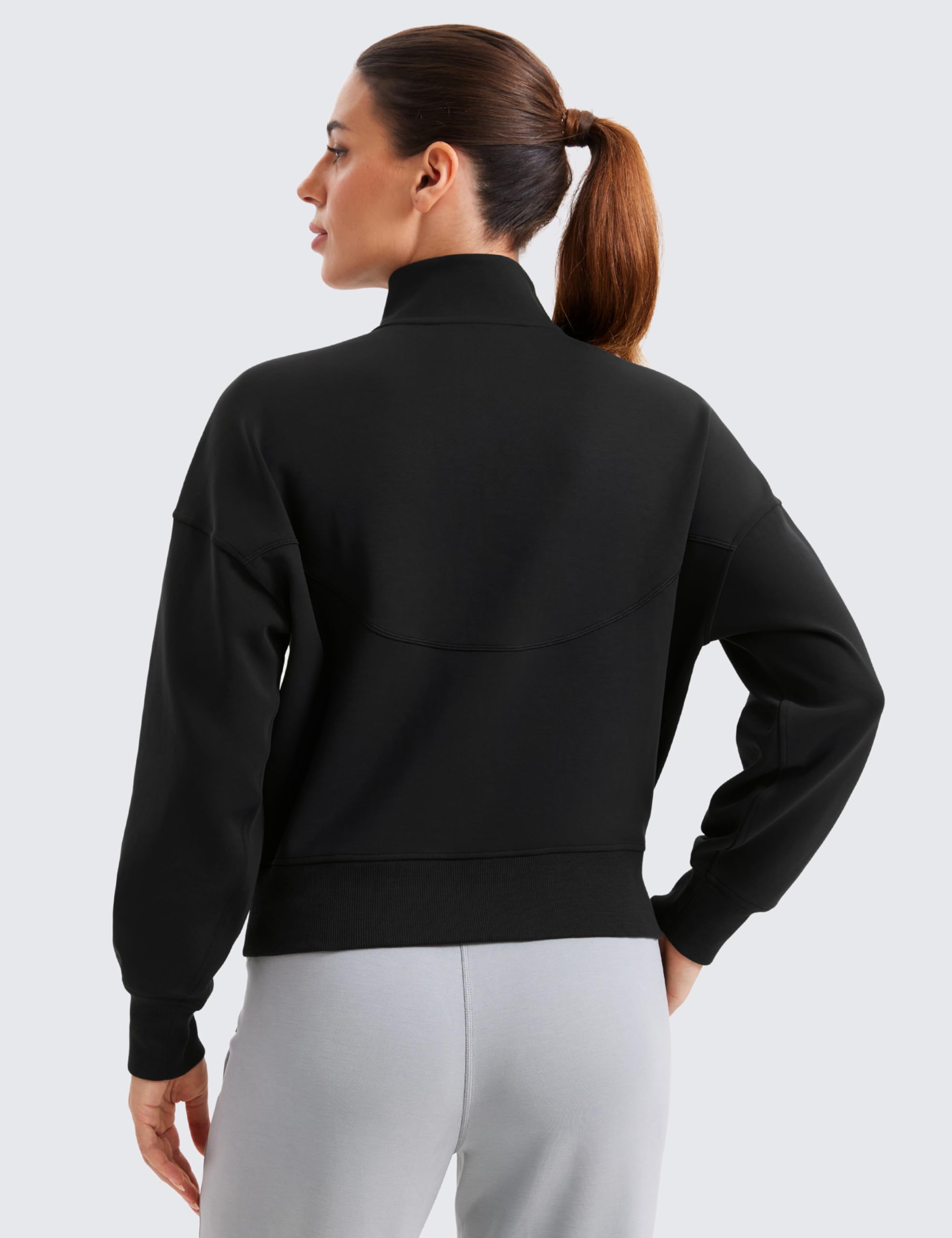 CRZ YOGA Bluzy z zamkiem błyskawicznym do połowy | SoftAura, tekstura brzoskwiniowego puchu, luźny krój, bluza z kapturem, kieszenie kangurkowe, kołnierz typu lej, bluzy