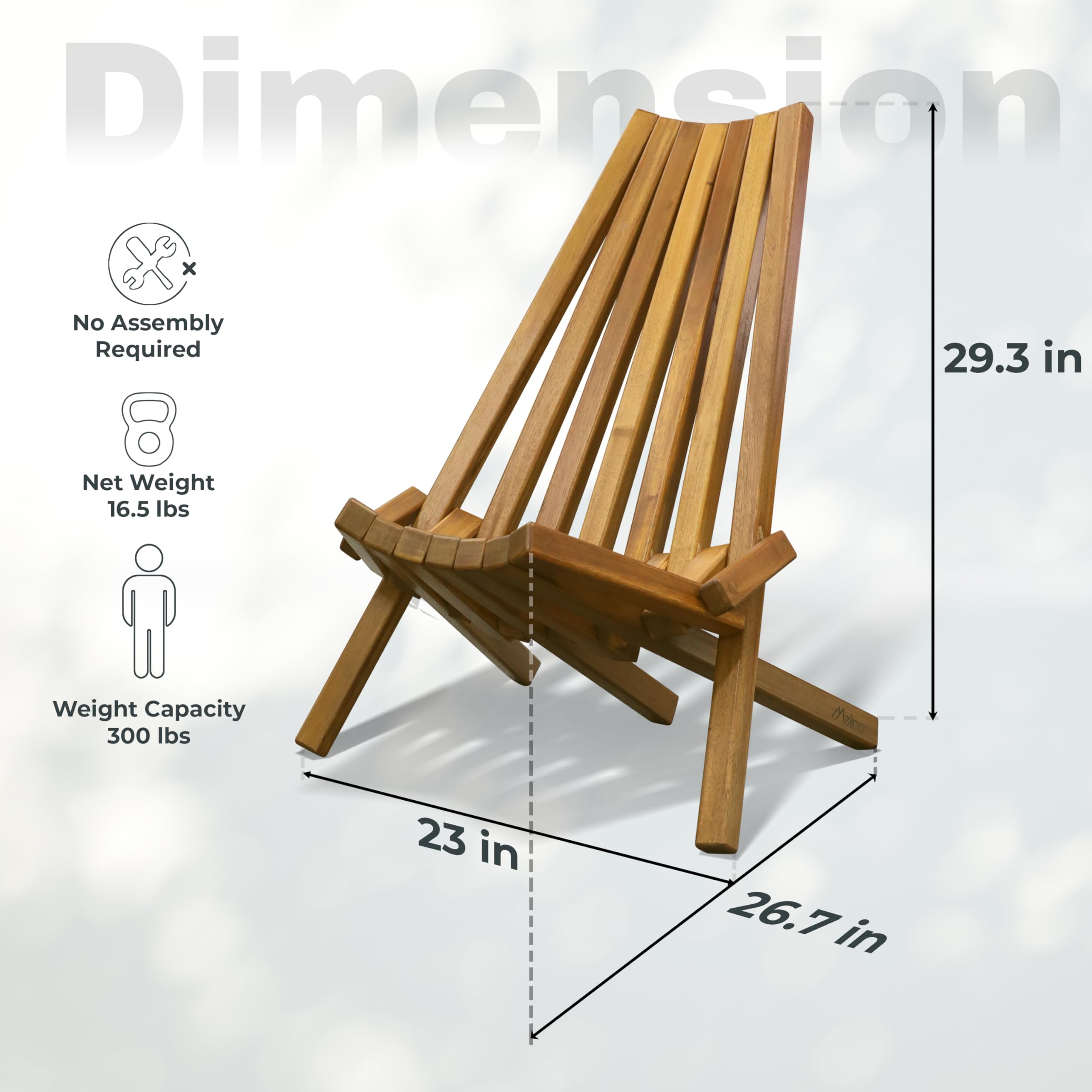 Melino 2PCS Acacia Wooden Folding Chair For Outdoor