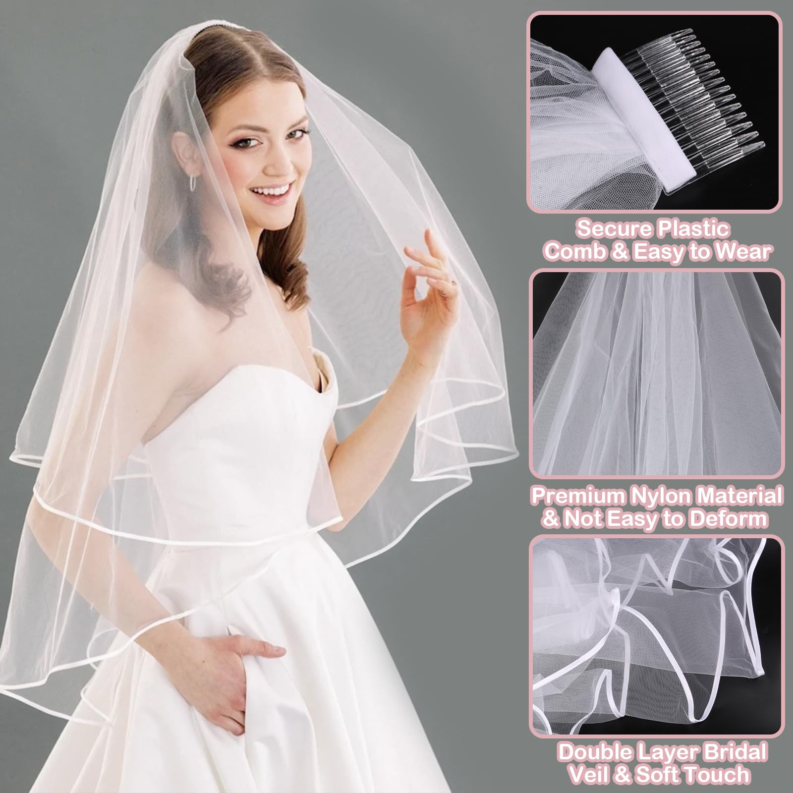 VMUTGA 15 Pièces Enterrement De Vie De Jeune Fille Accessoire Evjf Accessoire Echarpe Future Mariee Voile Mariee Badge Bandeau