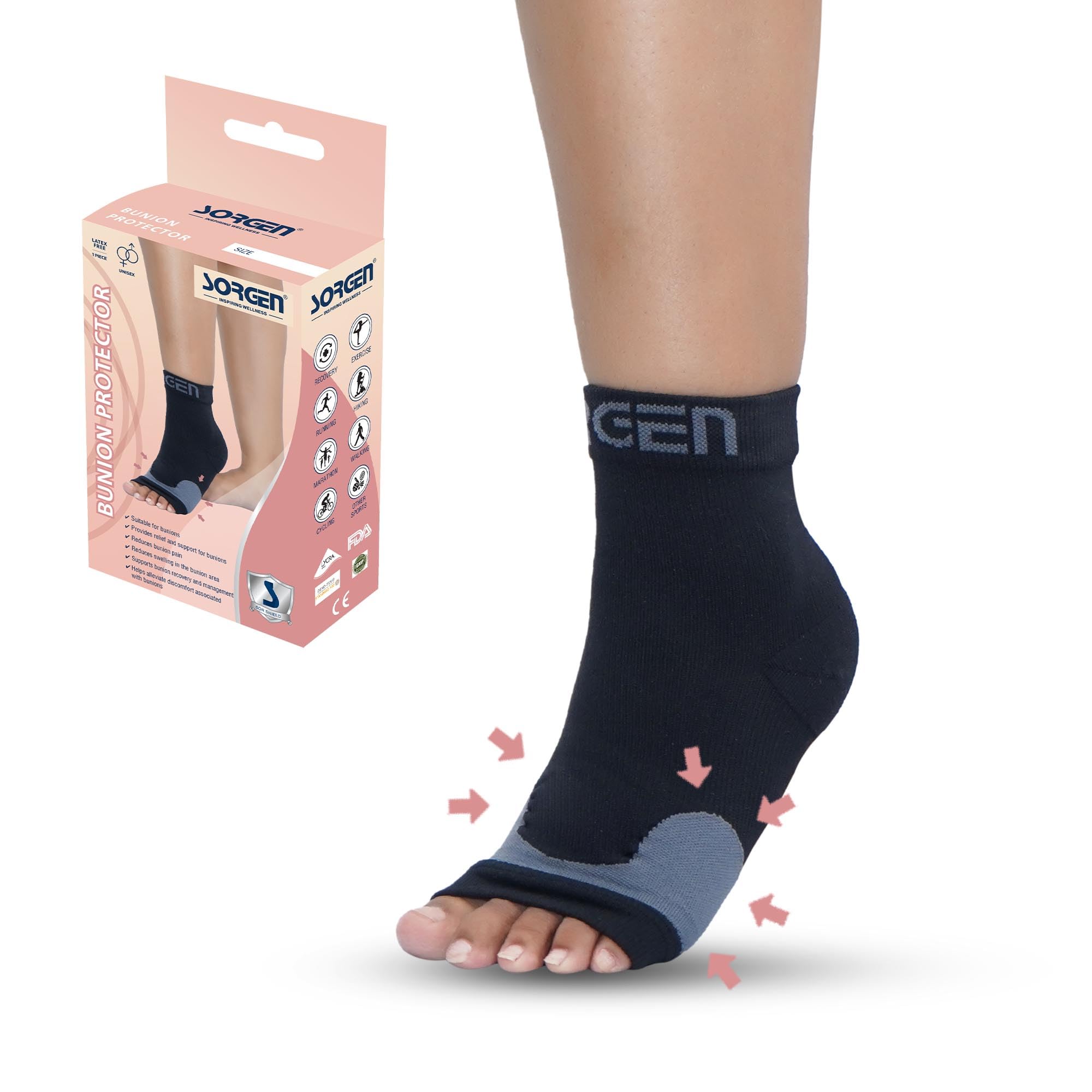 Sorgen Bunion Protector | Premium Compression Sleeve for Bunion Pain Relief and Toe Support | Ankle Sleeve for Bunions, Hallux Valgus, and Foot Discomfort (Medium) (B0C9CP825G) Amazon Price History, Amazon Price Tracker