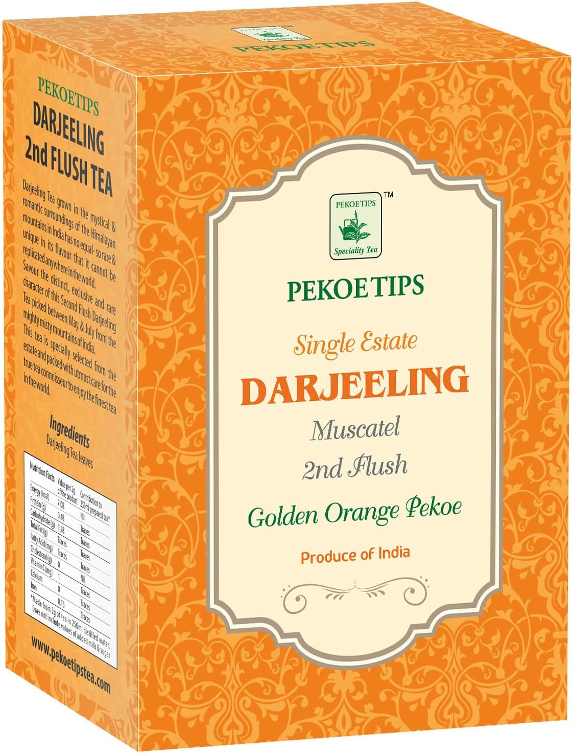PEKOETIPS Darjeeling Tea 2nd Flush Orange Pekoe Loose Leaf | Muscatel | Golden Orange Pekoe | Garden Fresh Aroma | Antioxidants | Black Tea | 100% Whole Leaf Tea | 125 cups - (250 Grams)