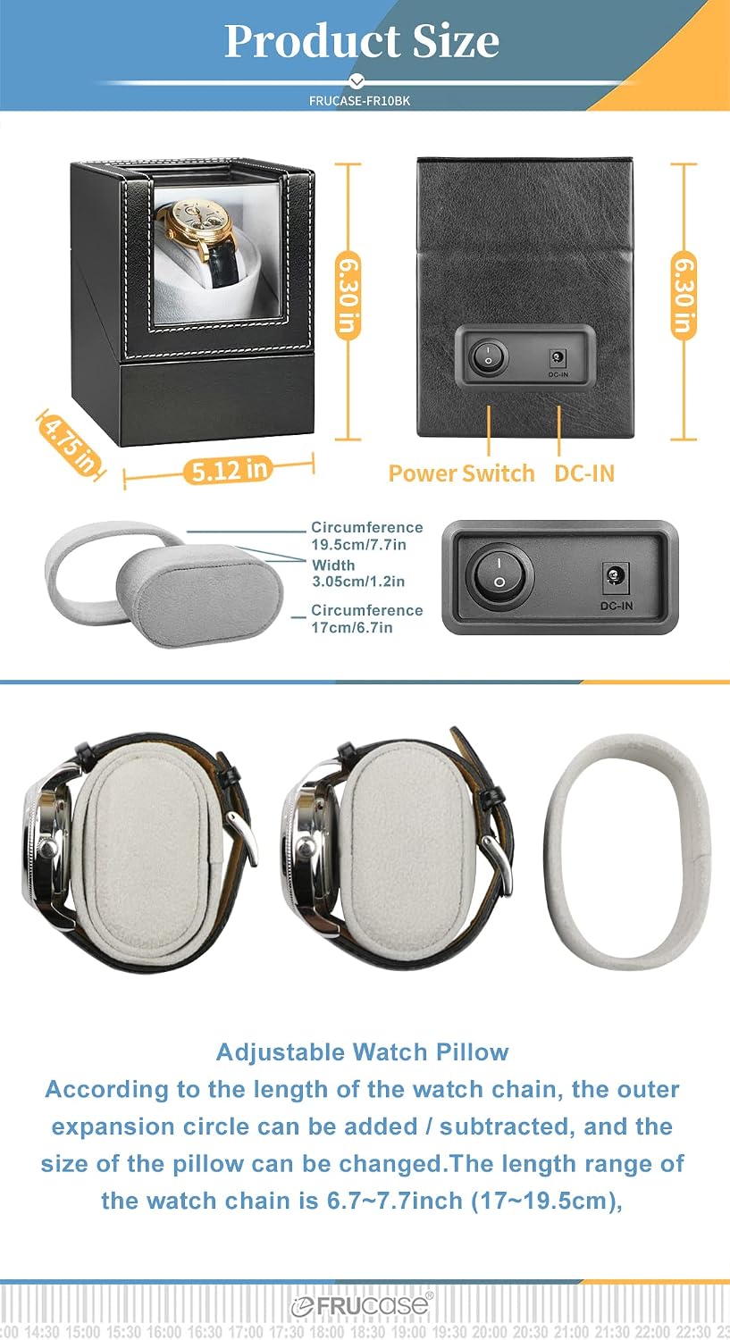 FRUCASE Watch Winder for Automatic Watches Watch Box Automatic Winder Japanese Motor with Battery Option