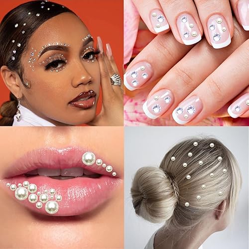 Miniatura 4 de 1600 piezas de perlas y joyas autoadhesivas para ojos, cuerpo, cara, cabello, gemas y perlas para maquillaje, bricolaje, manualidades, accesorios