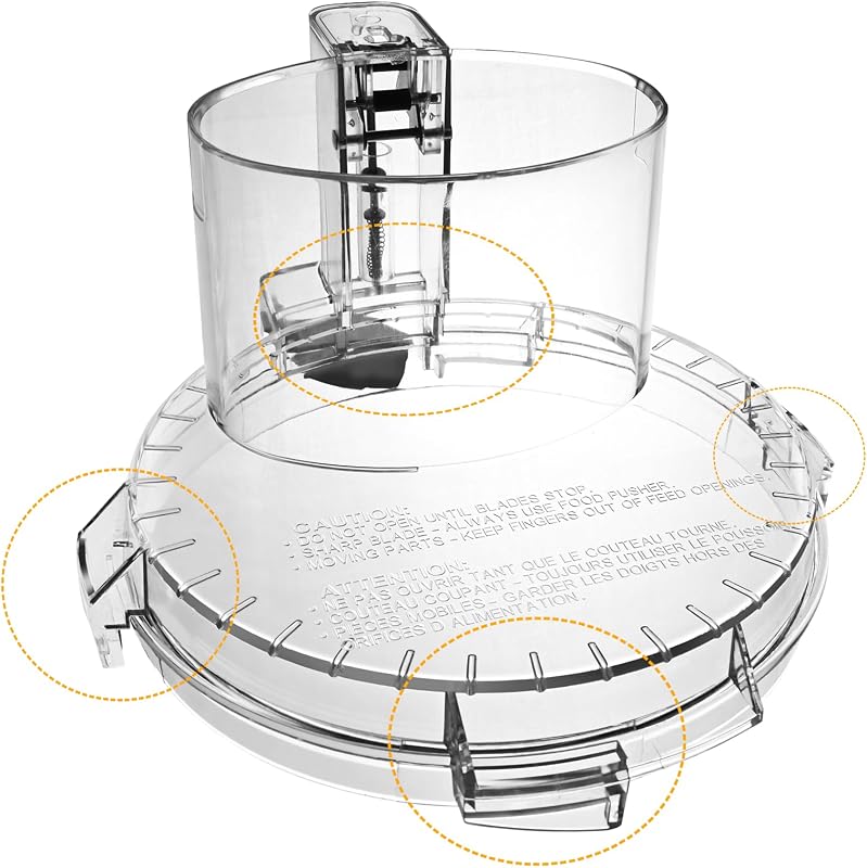DFP-14NWBCT1 Food Processor Work Bowl Lid Compatible with Cuisinart DFP-14 | 14 Cup Food Processors Bowl lid Fits Model DFP-14, Clear Food Processor Work Bowl Cover, NOTE: Only Fits WorkBowl with 4 Tabs