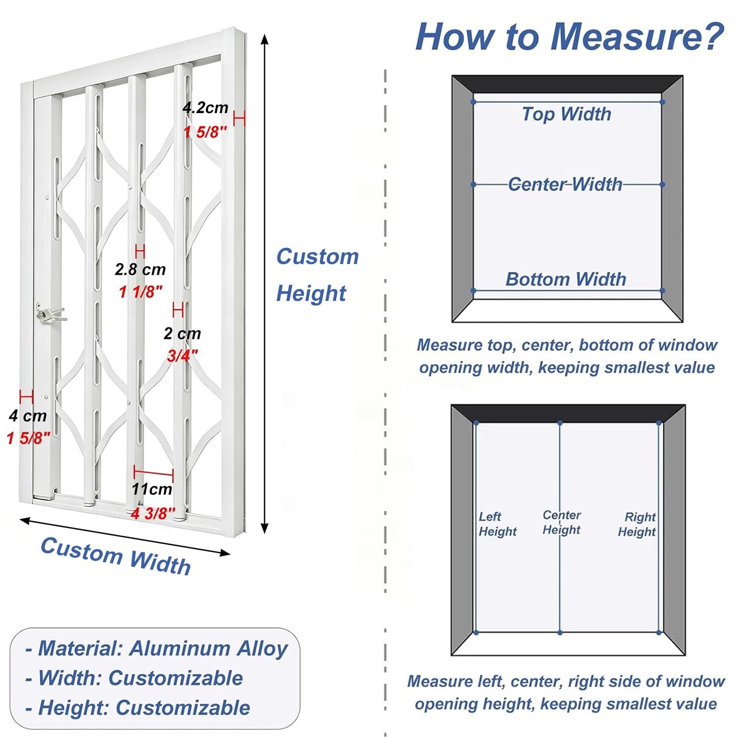 Ausziehbare Fenstersicherung, Push-Pull-Klappbarriere | Breite 100-150cm, Robustes Aluminium, Abschließbar, Für Erdgeschoss, Wohnung, Balkon(115x160CM/45x63in)