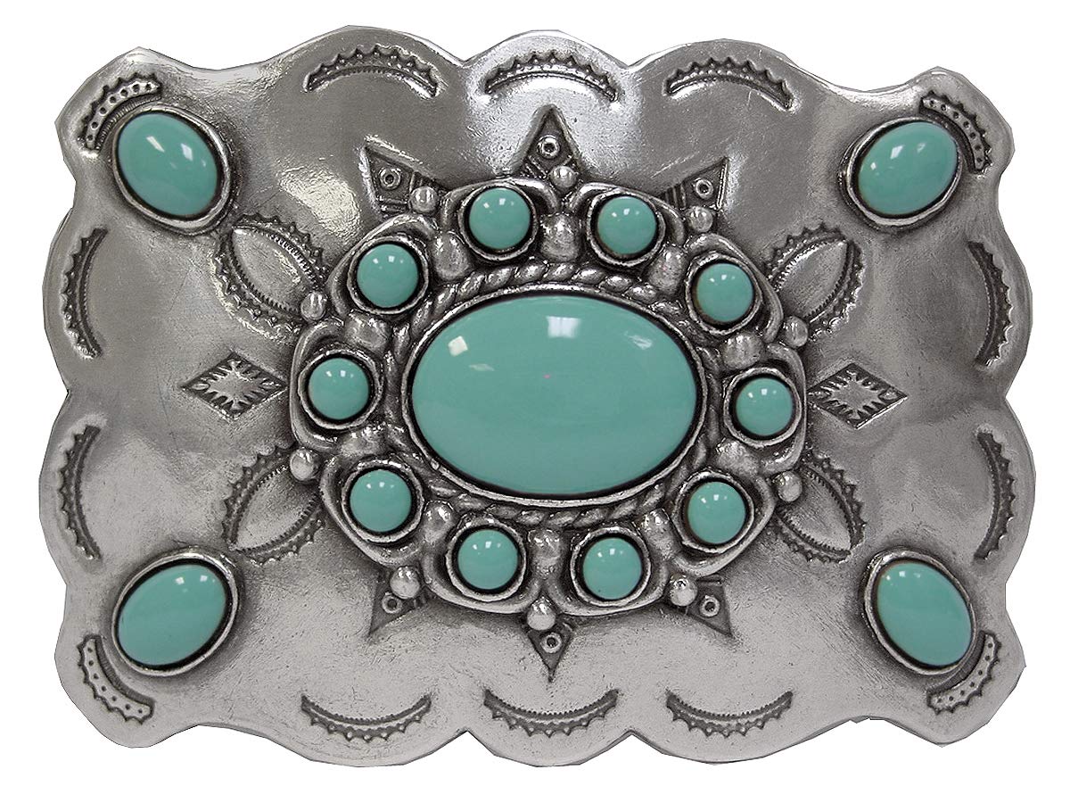Turquoise Sterling Silver Finish Belt Buckle