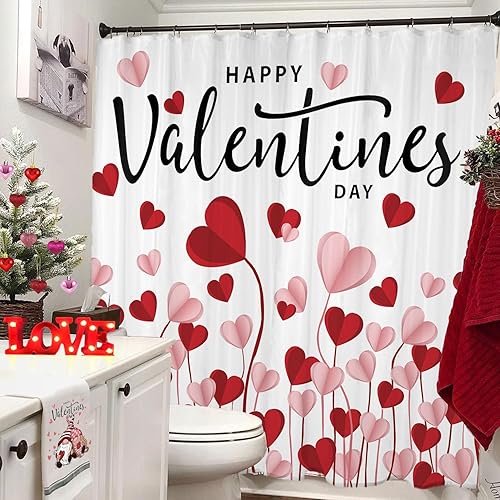 Miniatura 3 de Cortina de ducha para el día de San Valentín, cortina de ducha de San Valentín de 72 x 72 pulgadas, decoración de baño de San Valentín, juego de