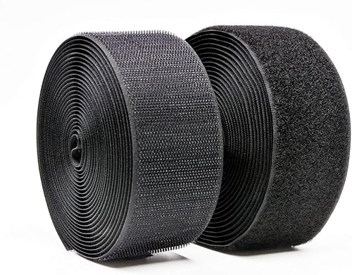 Vkey 50mm (2") Ancho 5 Metros Coser Gancho y Bucle Cinta Tiras de Nylon Tela No Adhesiva Volver Negro