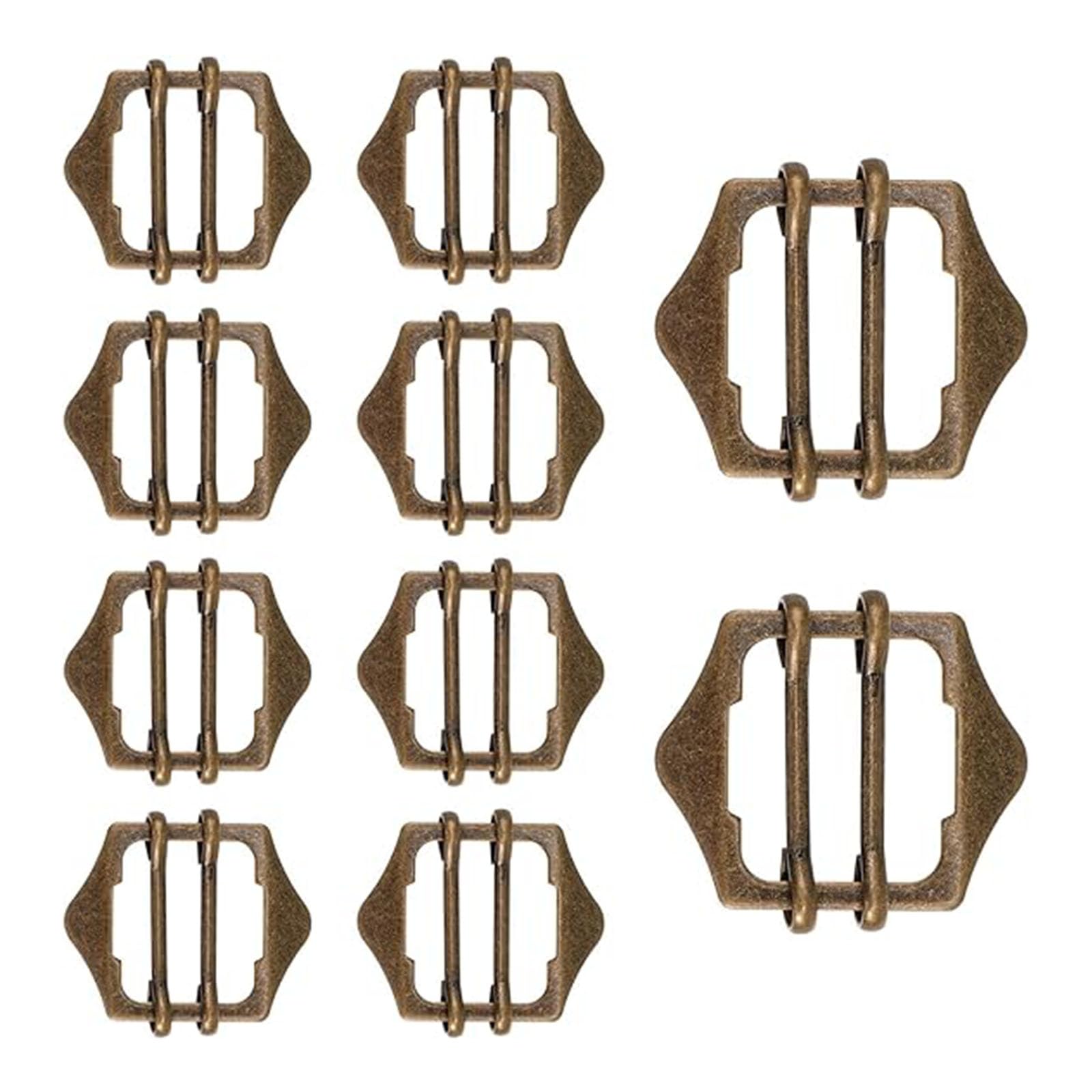 Solvind 10Pcs 27mm Metal Slide Buckles, Bronze Zinc Alloy Strap Adjuster Sliders, Roller Pin Buckles for Suit Vest Belt Bags DIY Sewing Accessories