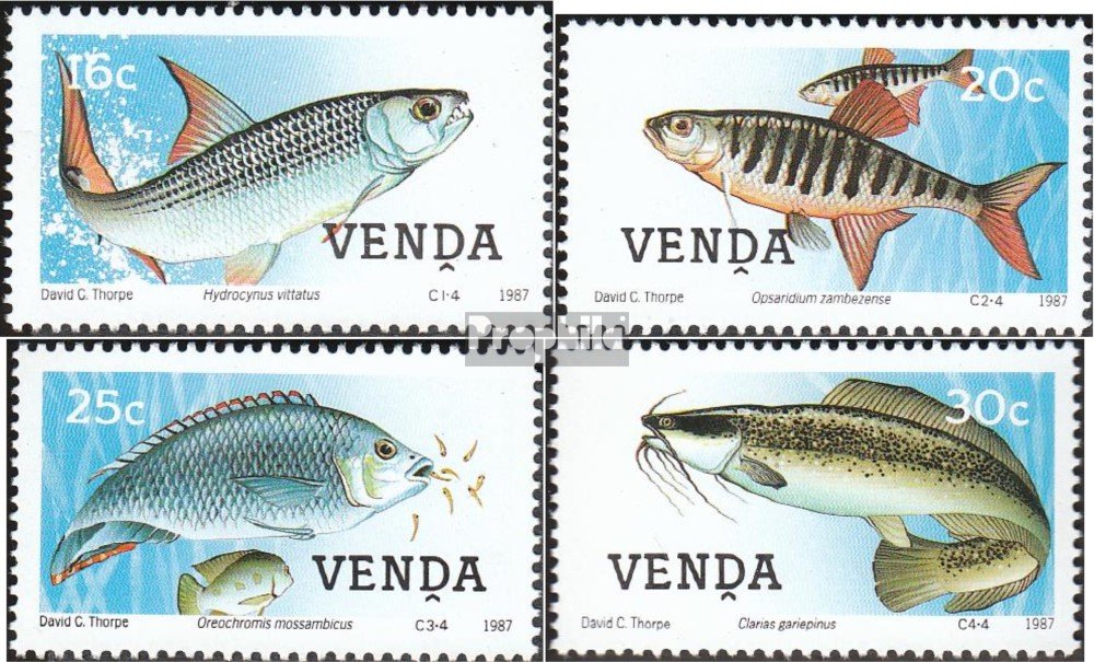 Afrique du Sud - Venda 159-162 (Complet.Issue.) 1987 Poissons d'eau douce (Timbres pour collectionneurs) Animaux d'eau Afrique du Sud - Venda 159-162 (Complet.Issue.) 1987 Poissons d'eau douce (Timbres pour collectionneurs) Animaux d'eau