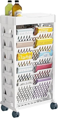 Estantería grande de 6 niveles con ruedas, organizador de lectura para niños, soporte para revistas, estantes de archivos de oficina, ahorro de disponible en Yaxa Peru