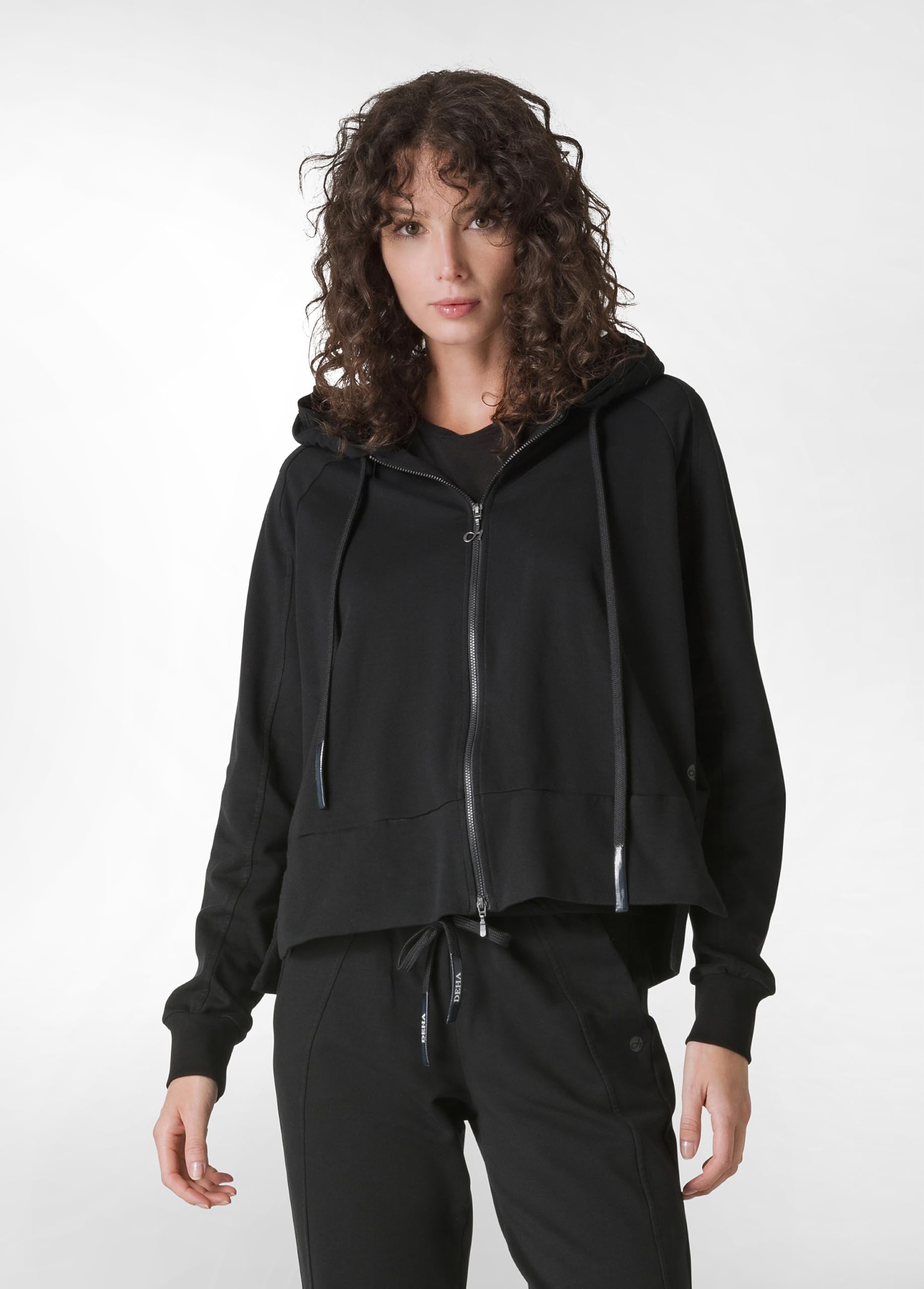 DEHA - Felpa Logo Taping Full Zip Hoodie in Cotone per Donna
