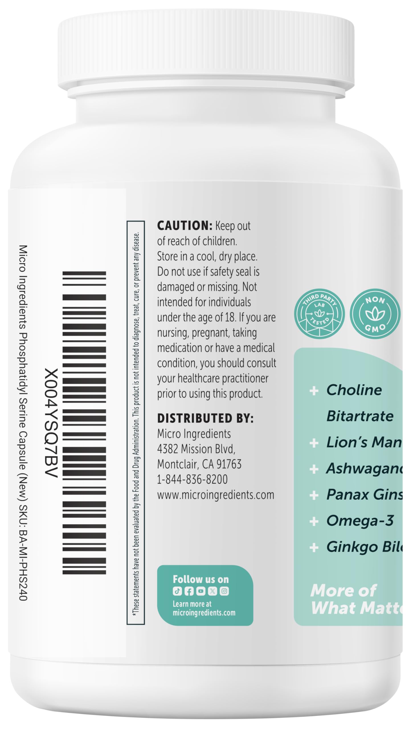 Phosphatidylserine Supplement 600mg with Choline, 240 Capsules — Amazon image 9