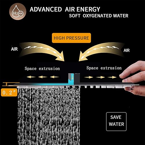 Miniatura 81 de BESy - Cabezal de ducha efecto lluvia cuadrado, de acero inoxidable de alta presión, de 1/16”, ultra fino, cobertura de cuerpo completo con boquilla