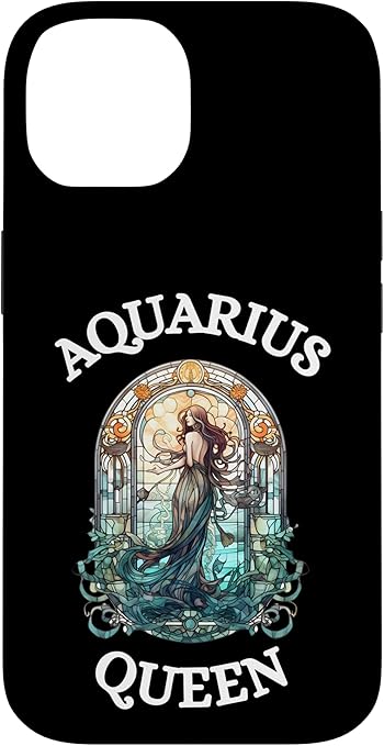 Aquarius Queen Stained Glass Zodiac Symbol Womens Top Case for iPhone 14