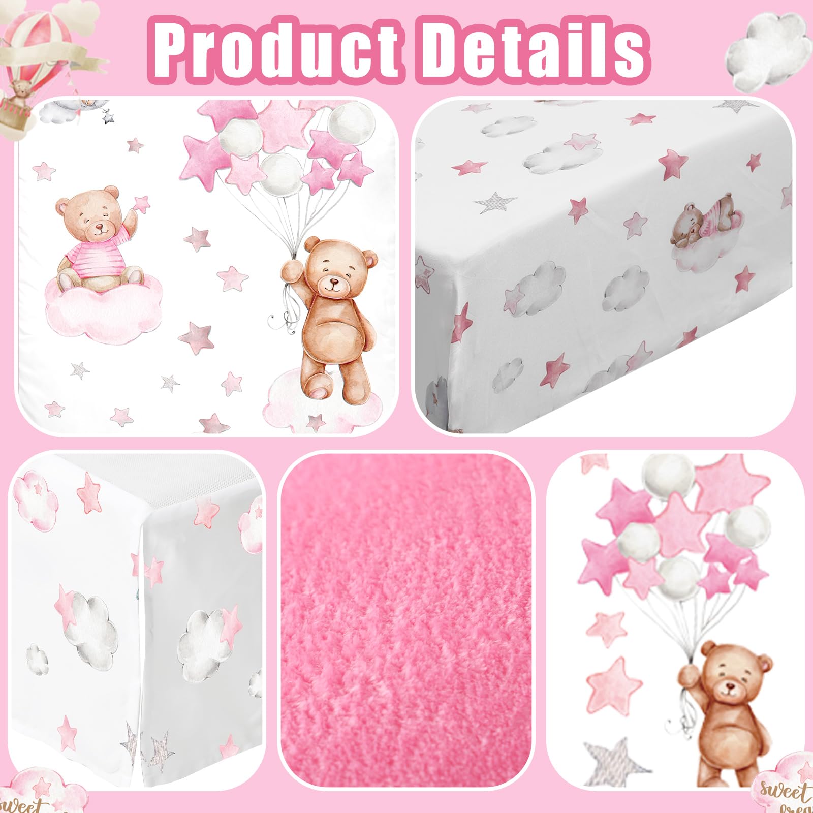 Mixweer Set di biancheria da letto per culla, 5 pezzi, per bambini, include lenzuola per culla, gonna per culla, piumone, copripiumino, adesivi da parete per ragazzi o ragazze, set di biancheria da