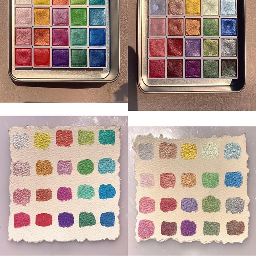 Siapodan Set Aquarelle Métallique 20 Couleurs – Peinture Nacrée à Paillettes Pour Enfants Et Adultes