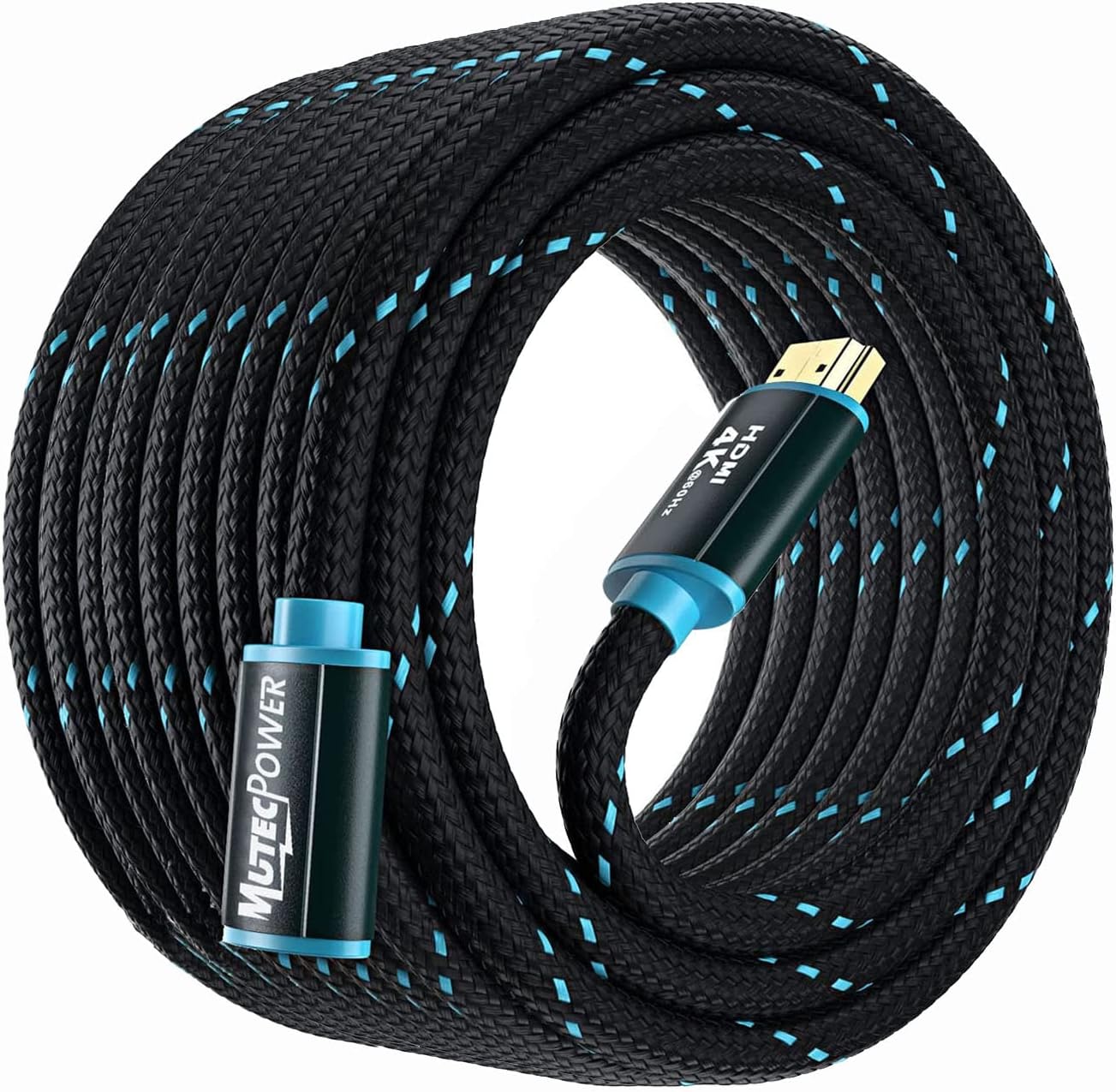 MutecPower High Speed 10 Meter HDMI 2.0 Extension Cable with Ethernet Supports 4K@60Hz 3D & Audio Return Channel - 26 AWG Ultra HD 10m Male to Female cable Blue/Black braided