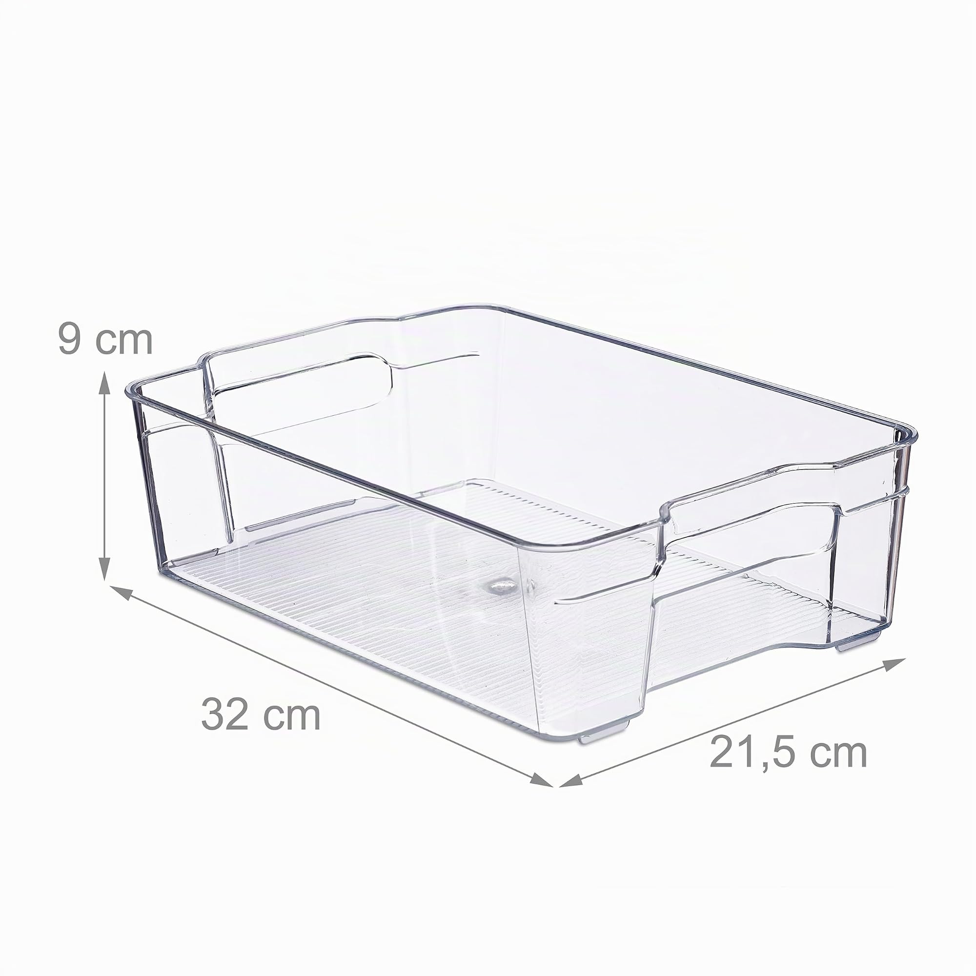 Relaxdays Kühlschrankaufbewahrung, 5 Stück, Küchenorganizer, Lebensmittel, HLP, 9 x 21,5 x 32 cm, Box mit Griffen, Behälter transparent