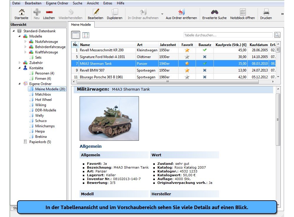 Software f. Verwaltung v. Modellautos - Stecotec Modellauto-Archivator 14 - Verwalten Sie Ihre Modelle samt Zubehör am PC - Katalog / Datenbank Programm zur Modellautoverwaltung
