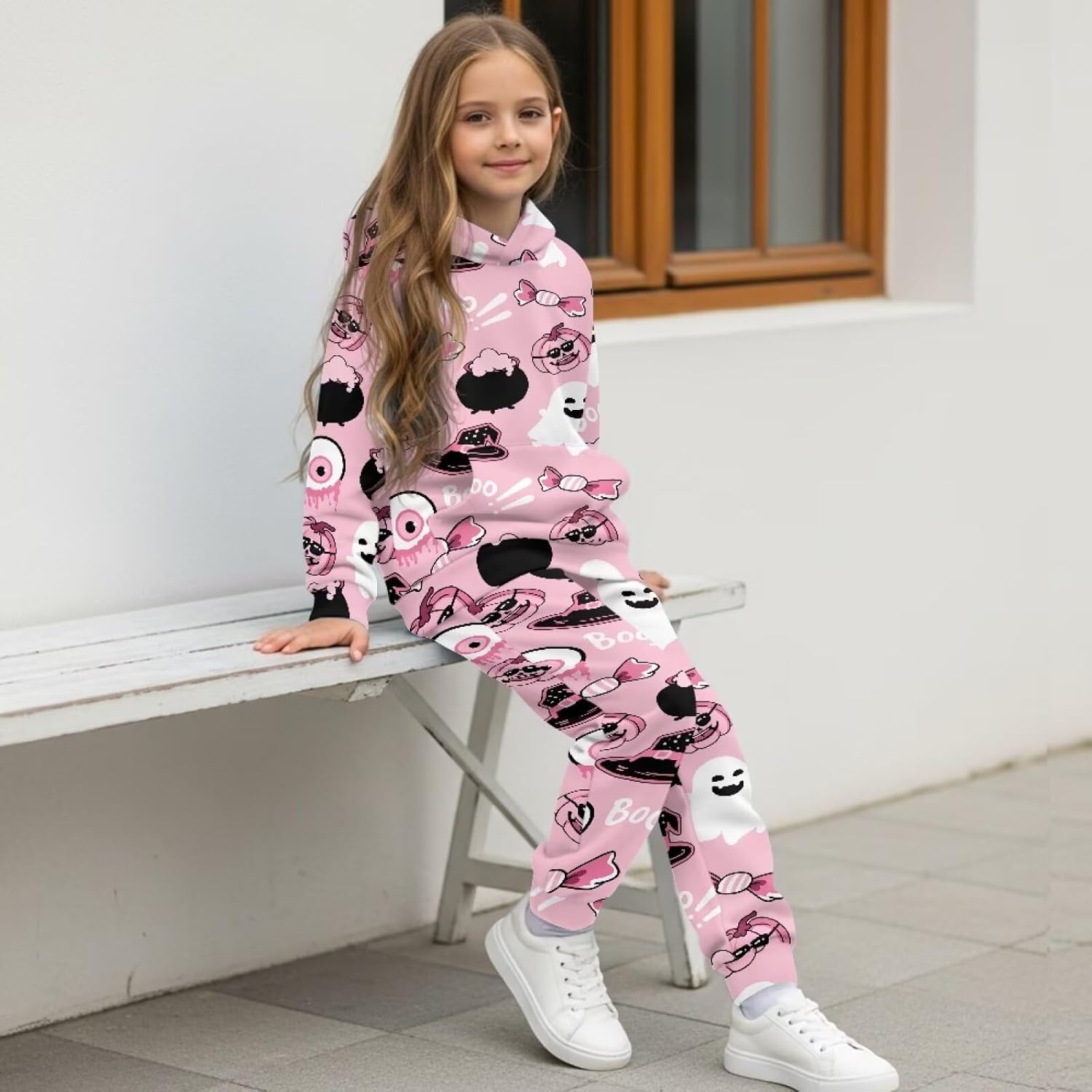 Girls 2 Piece Outfits Set Long Sleeve Hoodies and Sweatpants Kids Girls Sweatshirt Size 7-14Y Fall Winter Clothes