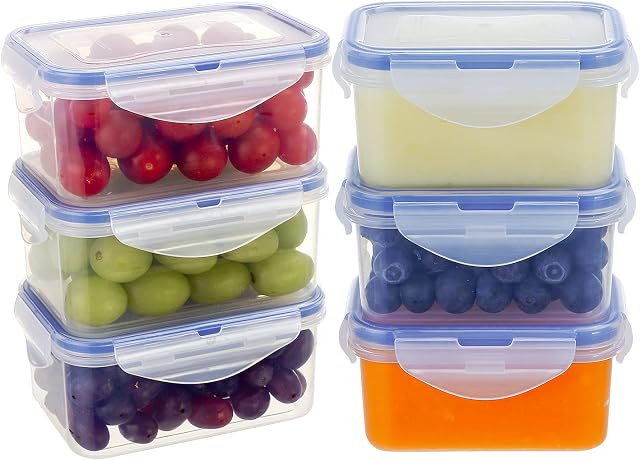 EASYLOCK 6 Pack 180ML Small Food Containers with Lids Airtight Plastic Meal Prep Containers Mini Food Pots BPA Free