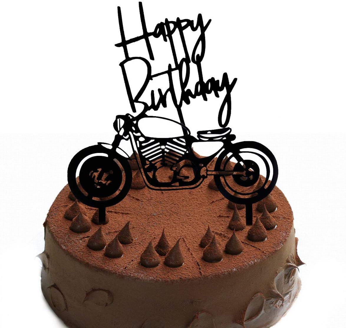Gwolf Motorcycle Cake Topper Personalised Cake Placard Decoration Baking Cake Locomotive Style Placard Party Dessert Decoration, 2pcs