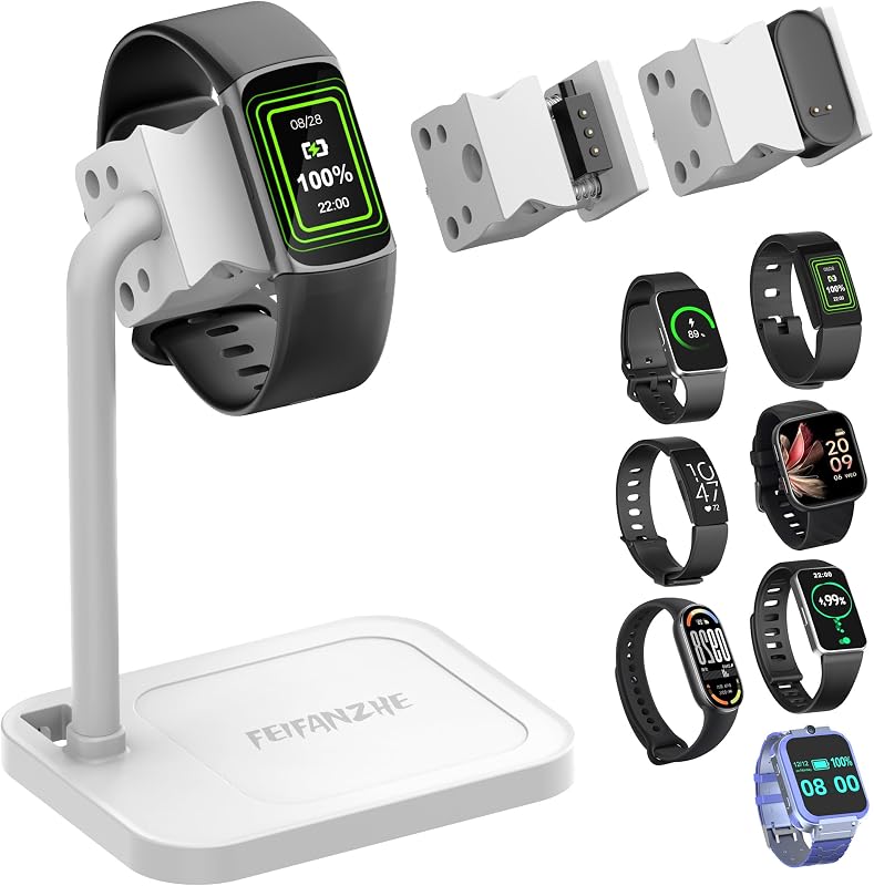 Adjustable Universal Smart Watch Dock & Fitness Tracker Stand, Watch Charging Base, Compatible with Samsung, Xiaomi, Amazfit & Fitbit, FITVII, RUIMEN, Fitpolo, Fire-Boltt(03S-W)