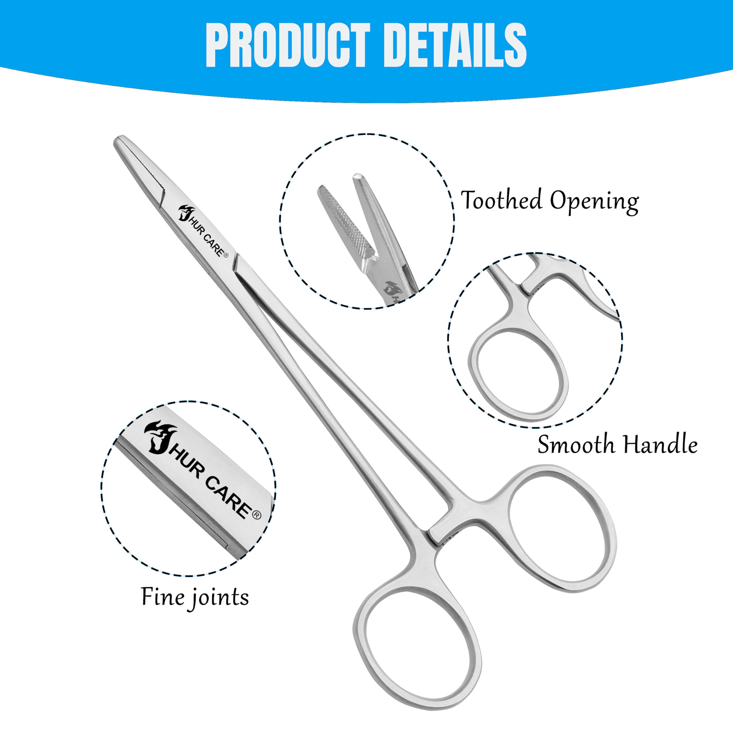 HUR CARE Stainless Steel Self-Locking Pick-Up Ear Hair Fishing Forceps Crafting Soldering Tweezers Piercing Pliers - Image 4