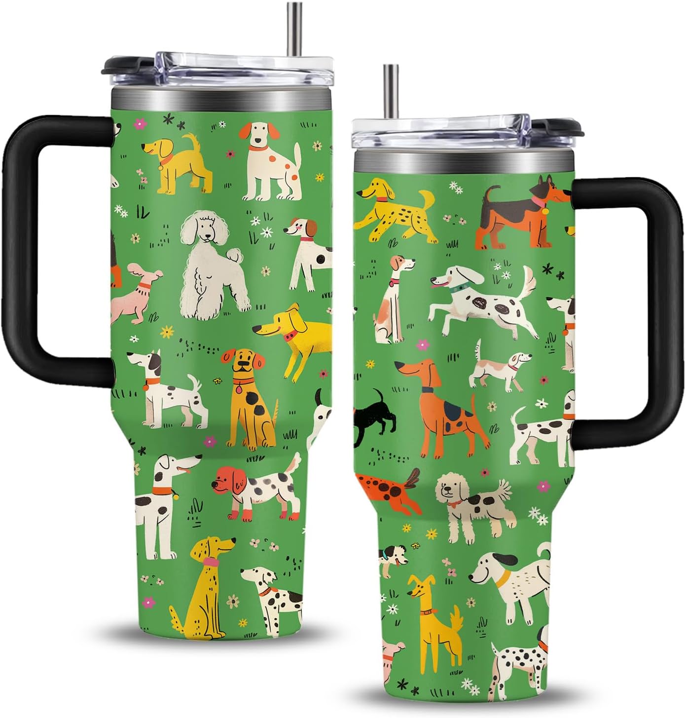 WWHSAI Dog Park 40oz Tumbler with Handle and Straw | Stainless Steel Insulated Double Wall Vacuum Coffee Cup Keeps Drinks Cold & Hot | Leisure Animal Gift for Dog Mom Women Girls on Birthday Christmas