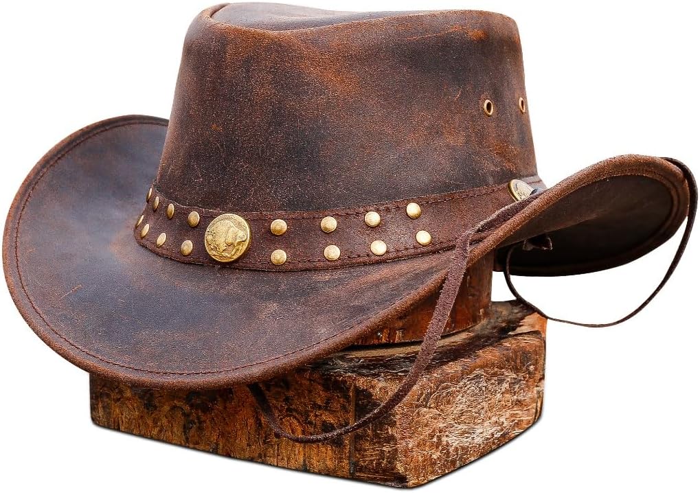 Buy Men's Durable Leather Outback Cowboy Hat at Ubuy Morocco