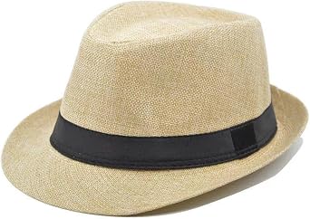Cuban Fedora Sun Hats Men with Adjustable Strap, Short Brim 1920s Unisex Party Costume Hats