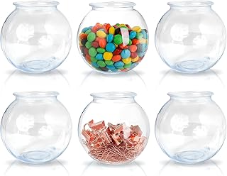 Small Plastic Fish Bowls for Drinks, 16 oz Mini Centerpiece Dishes, 6 Pack