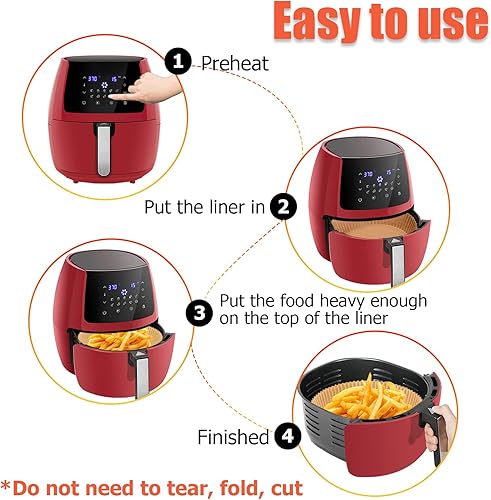 Miniatura 6 de Fryer - Forro de papel desechable de 63 pulgadas  100 revestimientos antiadherentes para freidora de aire redondos a prueba de aceite papel de