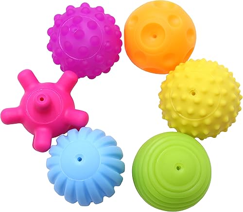 Miniatura 2 de Paquete de 6 bolas sensoriales para niños, juego de bolas de masaje suaves y texturizadas que desarrolla los sentidos táctiles de los niños