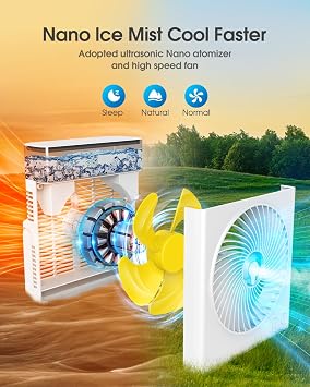 Misting Fan Portable, 16000mAh 8-Inch Rechargeable Battery Operated Fan with 600mL Water Tank, Cooling Desk Misting Fans for Outside, Perfect Quite Mist Water Spray Fans for Home Office Camping Patio