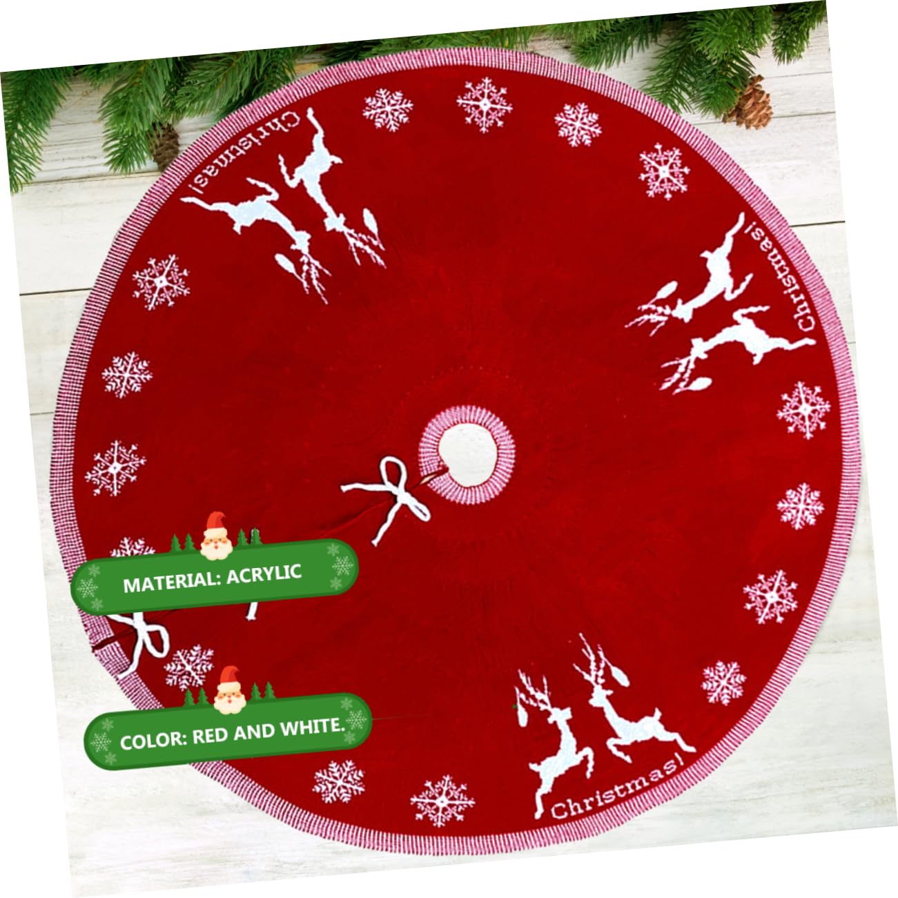 ABOOFAN Jupe de Sapin de Noël en Acrylique Rouge Tapis Décoratif pour Sol Maison Festive