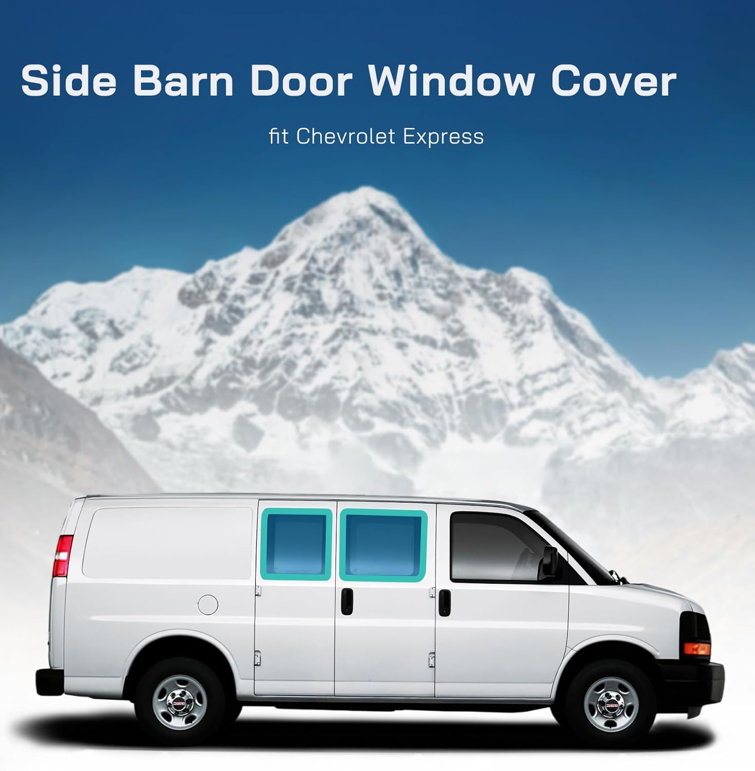 Side Barn Door Window Cover for Chevy Express/Gmc Savana Van, Magnetic Insulated Blackout Window Sunshade, Foldable Design, AllSeasonGuard
