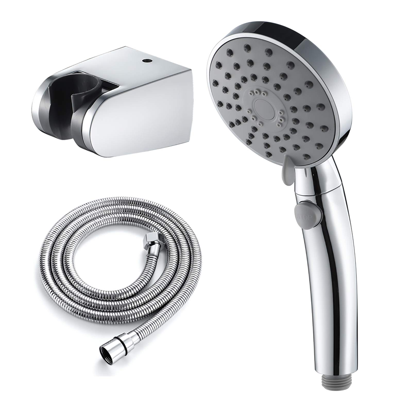 HMTE Set soffione Doccia Portatile Soffione Doccia Rotondo in ABS Soffione Doccia a Mano a Risparmio idrico 3 funzioni Soffione Doccia a Mano ad Alta Pressione con Tubo Doccia e Supporto da 1,5 m