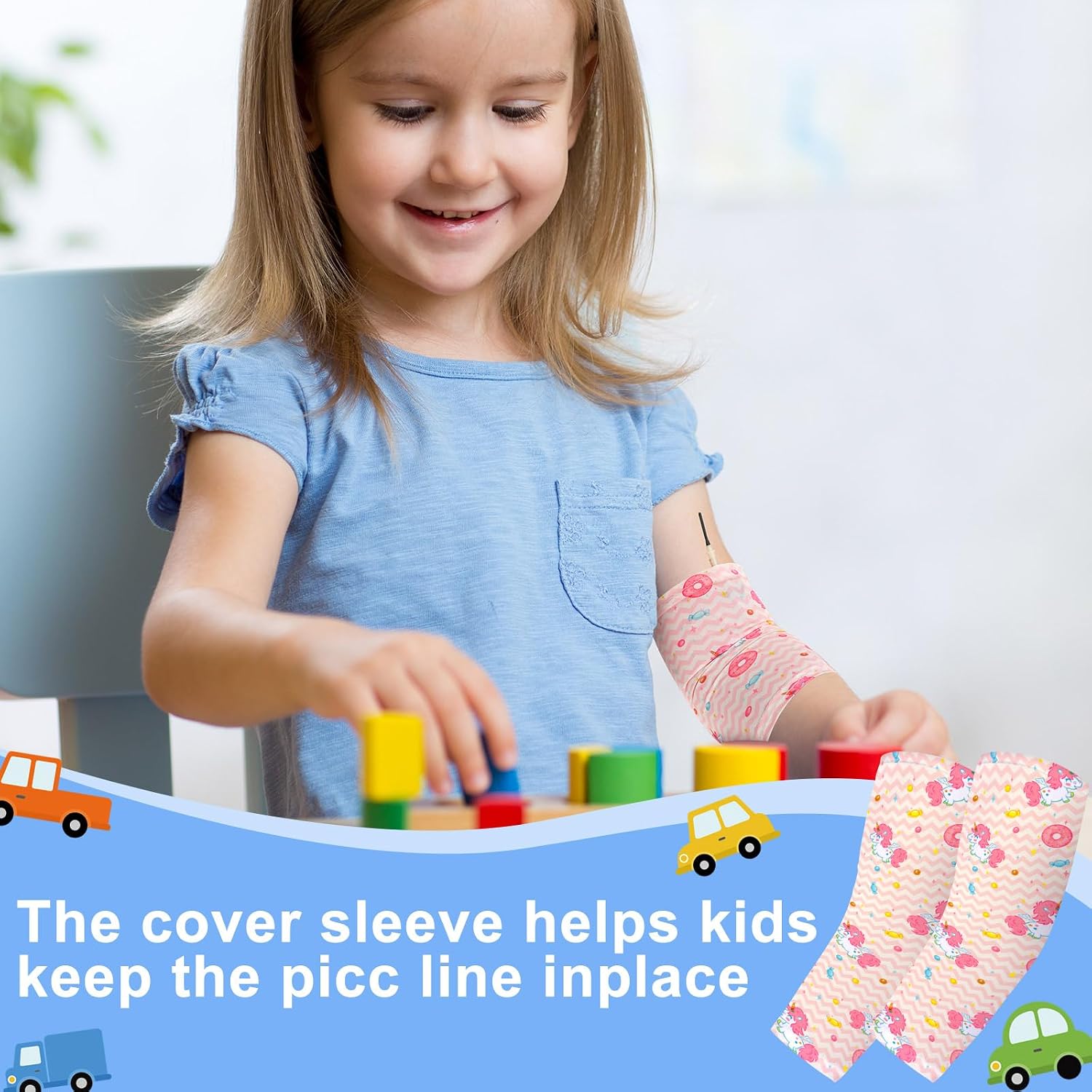 Cuffbow 12 Pcs PICC Line Sleeve Cover for Kids Protector 12 Patterns Reusable Nursing Breathable Arm Cast Cover Elastic Line Sleeve for PICC Nursing Supplies