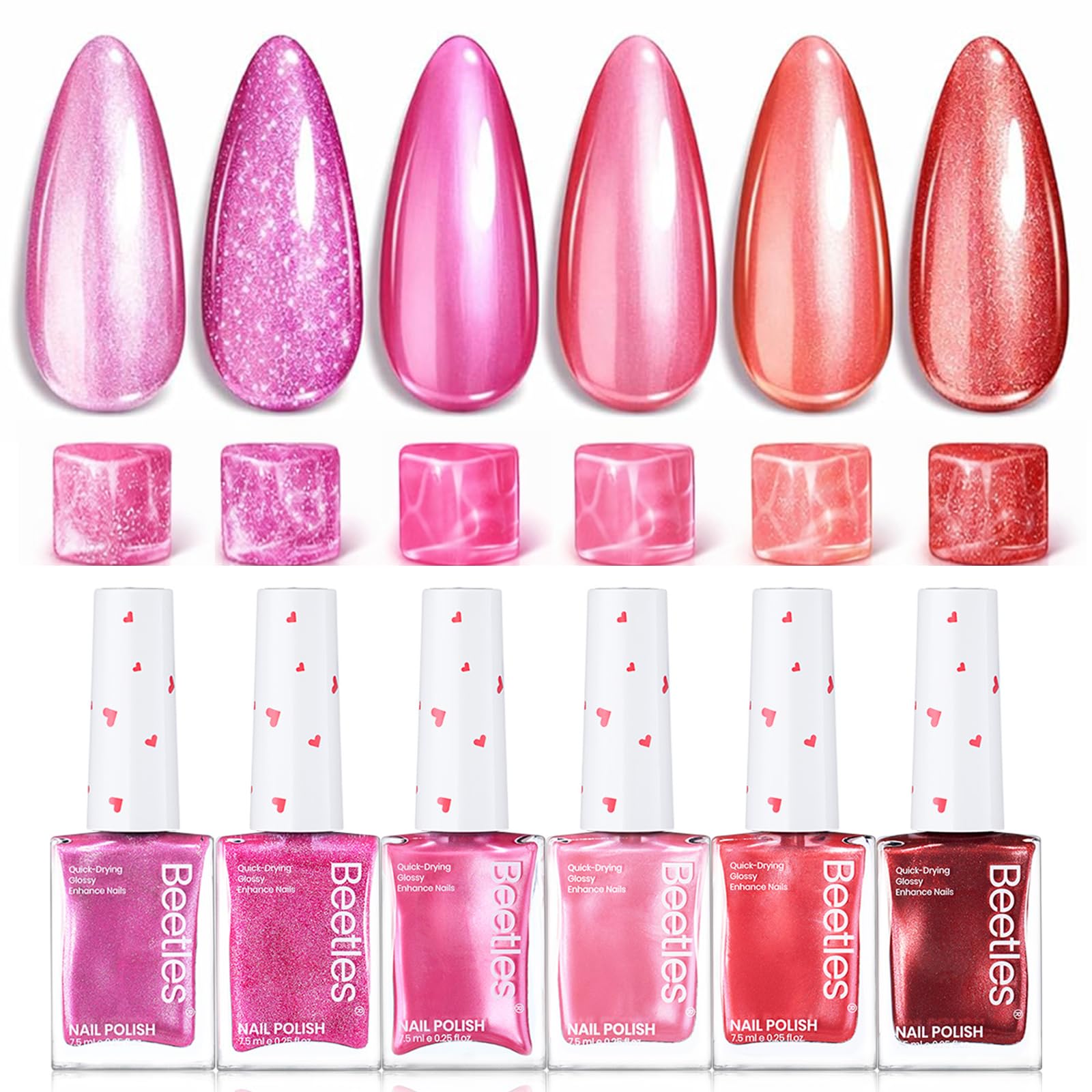 Amazon.com : Beetles Pink Nail Polish Set - Hearts Aflutter 6