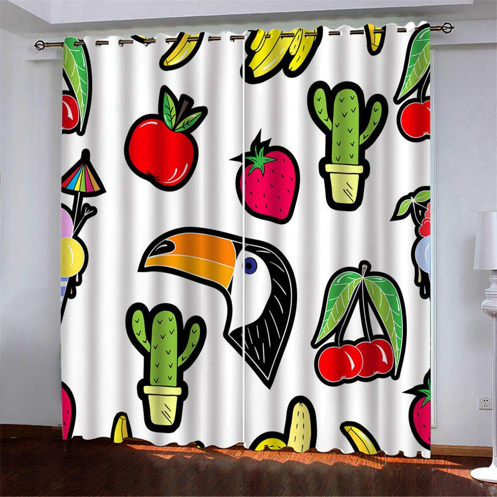 Gardinen Blickdicht Vorhänge 2er Set mit Ösen und Raffhalter, Morbuy 3D Drucken Modern Verdunkelungs Thermo Vorhänge Vorhänge-Set für Wohnzimmer Schlafzimmer (140x260cm *2,Grüner Kaktus)