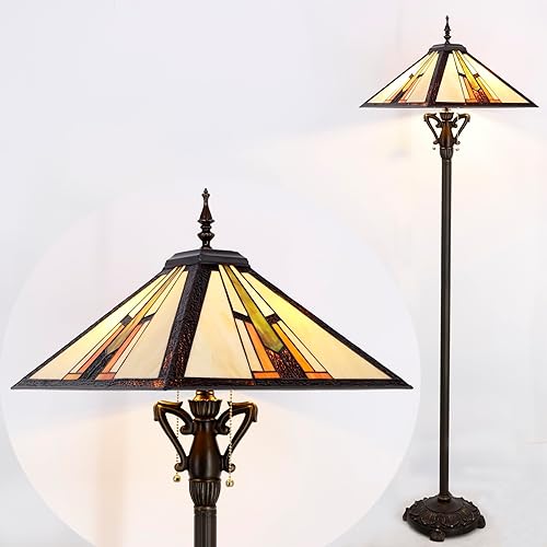 Vista 25 de Tiffany Lámpara de pie Tulipán Flor Misión Estilo Vidrieras Luz de lectura de pie 16X16X64 Pulgadas flor ((Tulip Flower)
