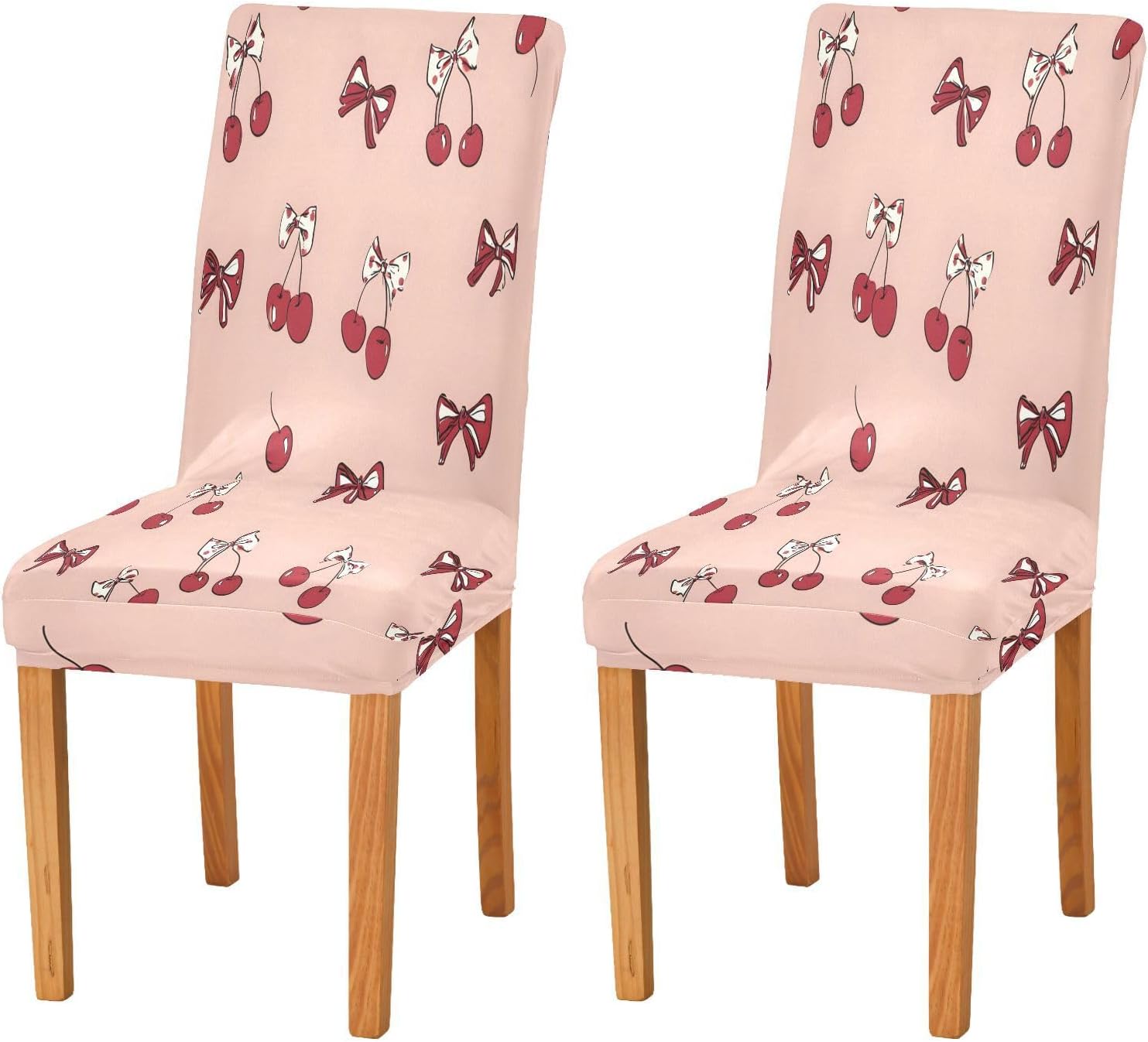 ALAZA Chair Covers for Dining Room, Cherry Bow Hand Drawn Pattern Stretch Chair Cover Sets Chair Protector Removable Washable for Ktichen Restaurant Hotel