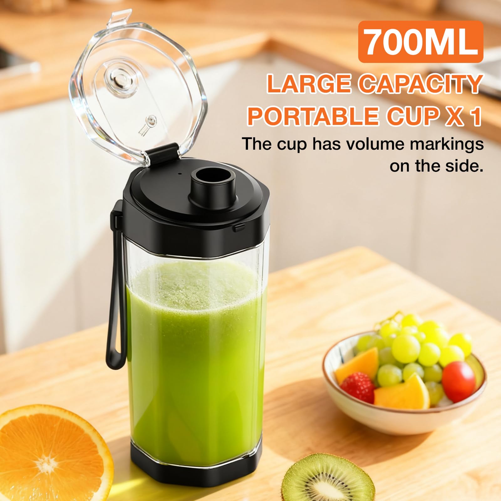 GVODE Frullatore Portatile Mini, 700ml Smoothie Maker con 360W Potenza, 6000mAh Batteria USB-C Ricaricabile, IPX8 Impermeabile per Protein Shakes & Ghiaccio